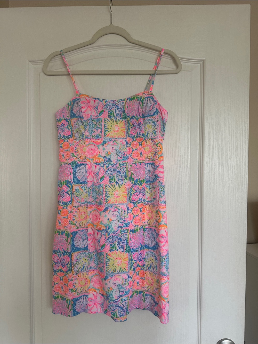 Lilly Pulitzer Pink, Blue, Green Tropical Floral Patchwork Print